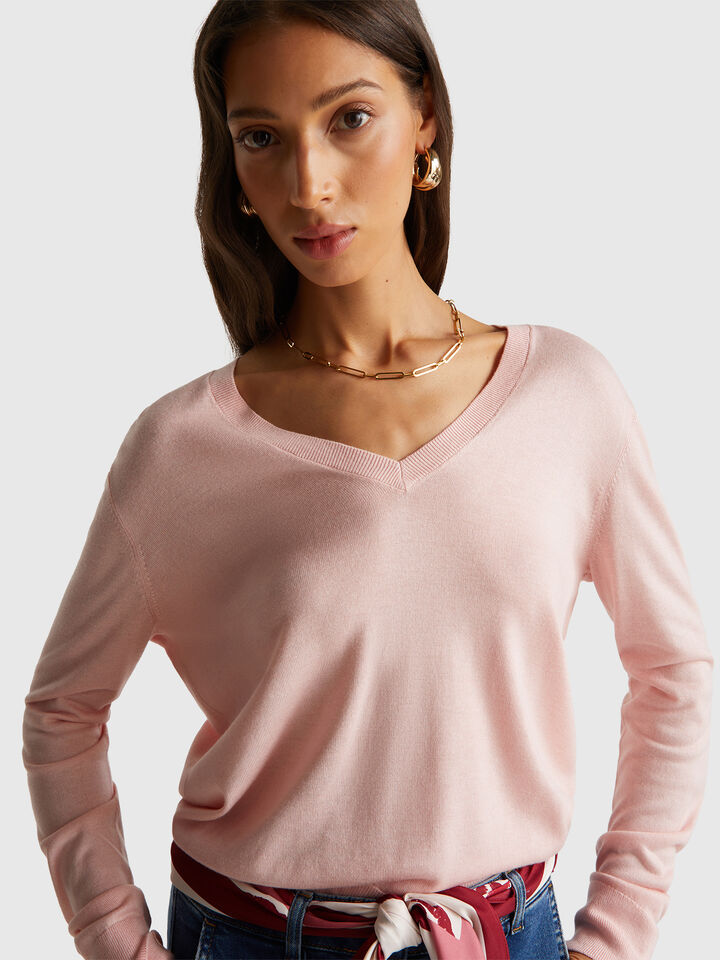 V NECK SWEATER L/S Women image number 4